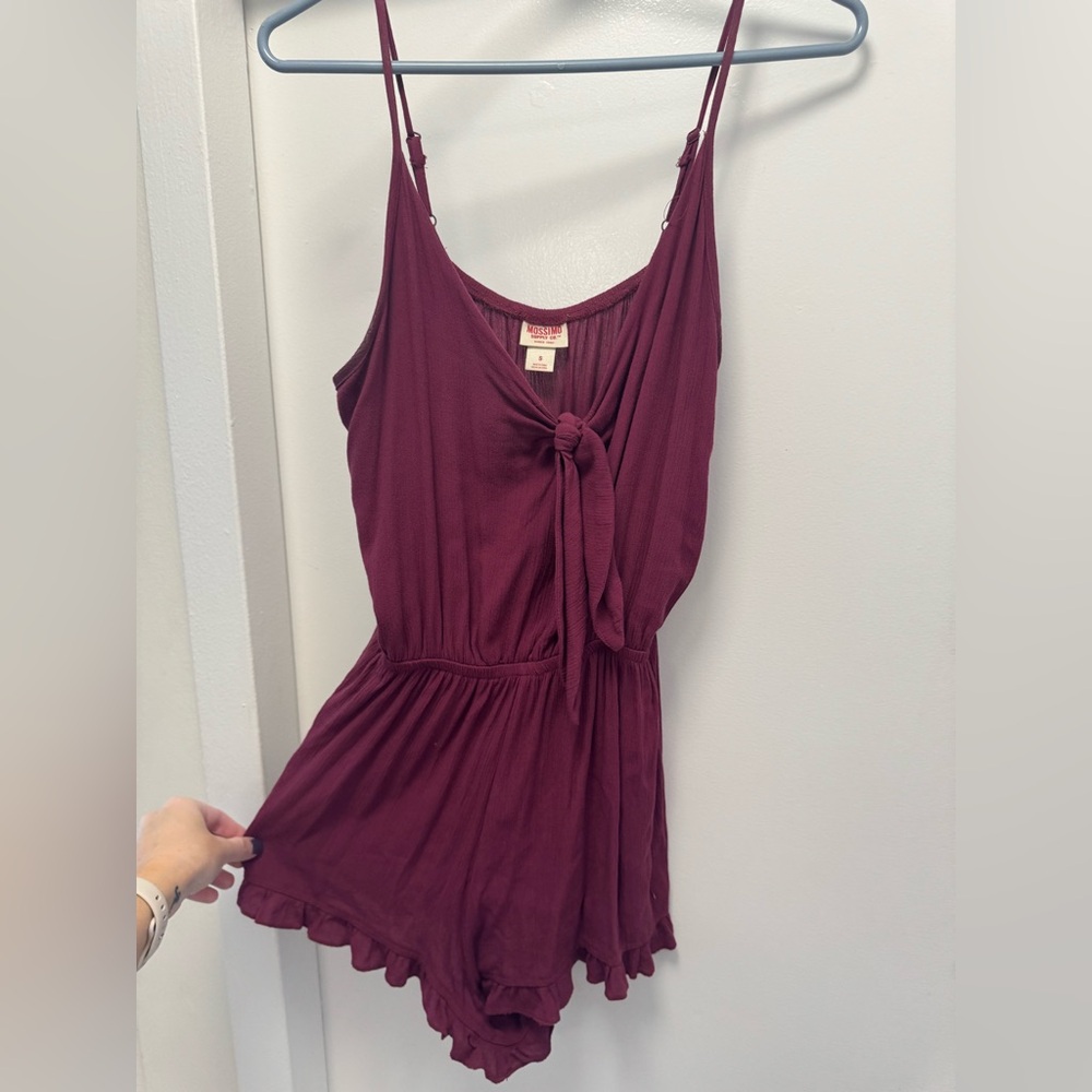 Maroon Romper with tie - size small